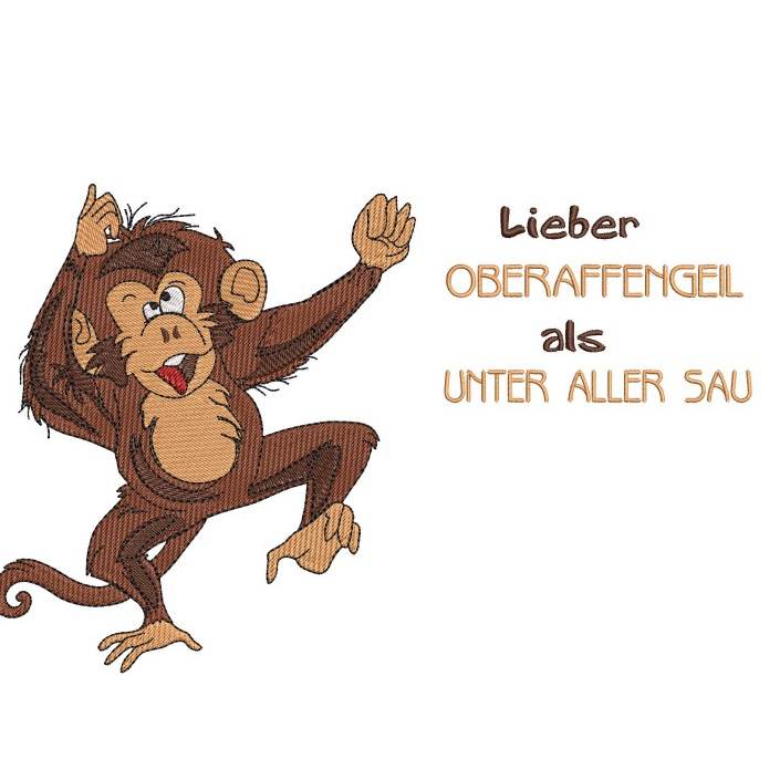 Stickdatei Affe mit Spruch von stiXXie by lajana