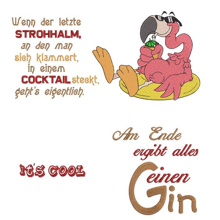 Stickdatei cooler Flamingo mit Sprüchen von stiXXie by lajana