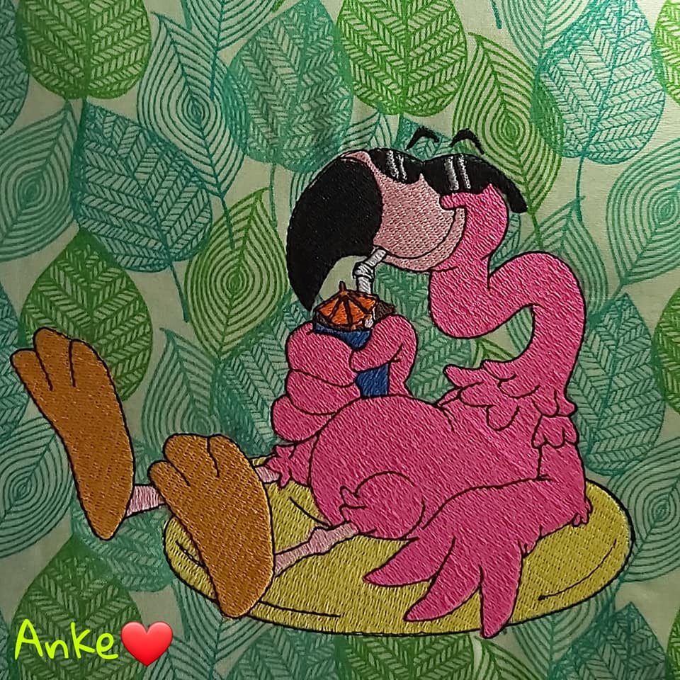 Stickdatei cooler Flamingo mit Sprüchen von stiXXie by lajana