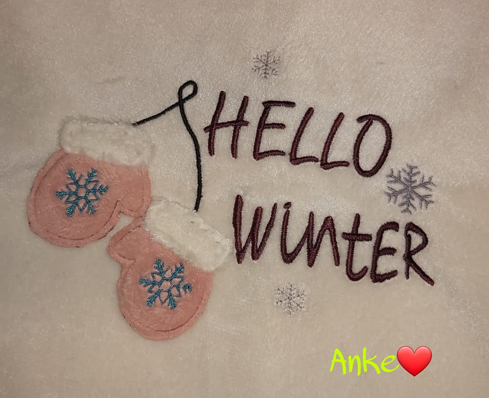 Stickdatei DoodleAppli Hello Winter von stiXXie by lajana