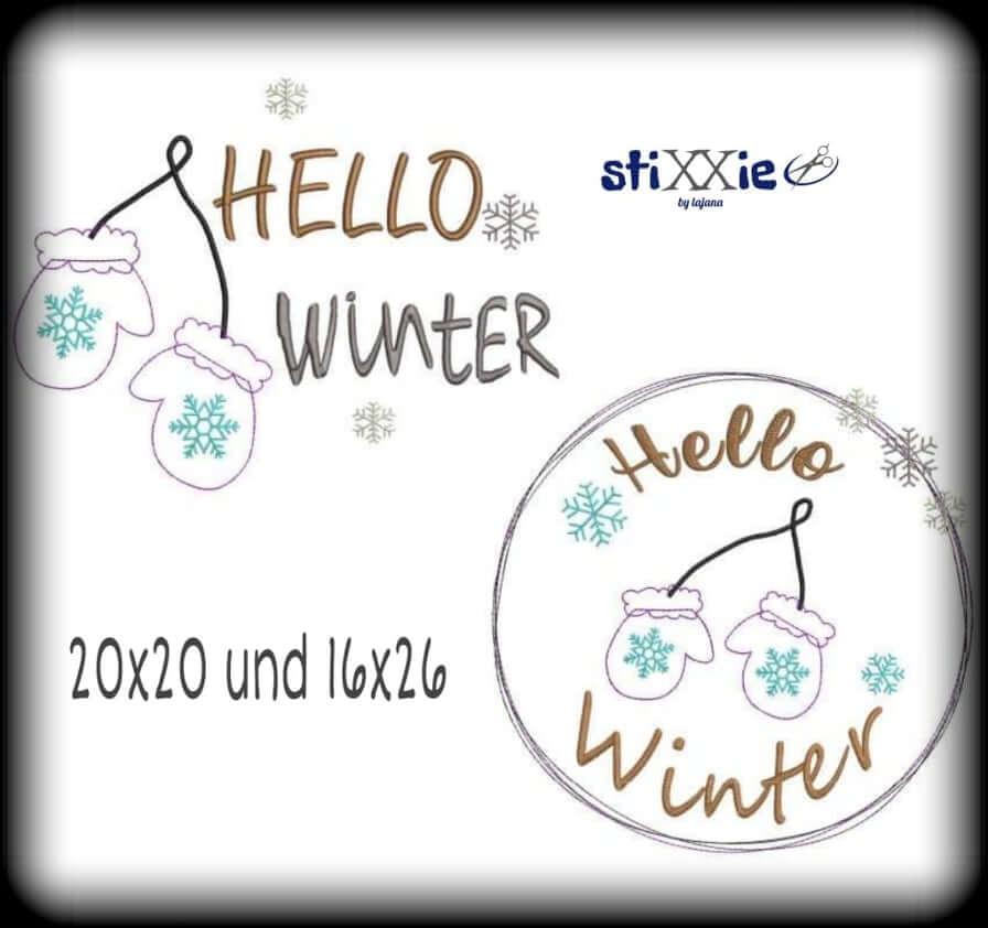Stickdatei DoodleAppli Hello Winter von stiXXie by lajana