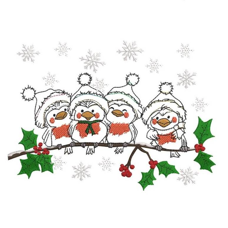 Stickdatei Vogel Winter Doodleapplikation von stiXXie by lajana