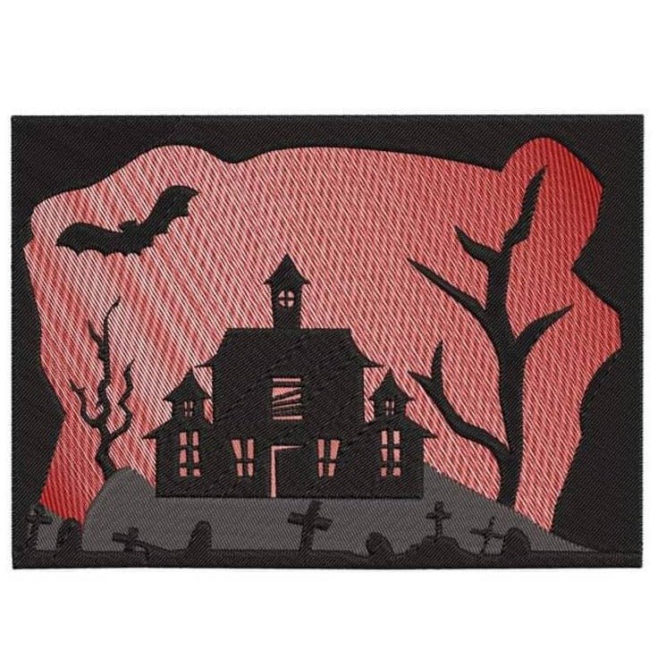 Stickdatei Haus Scherenschnitt-Stil Halloween von stiXXie by lajana