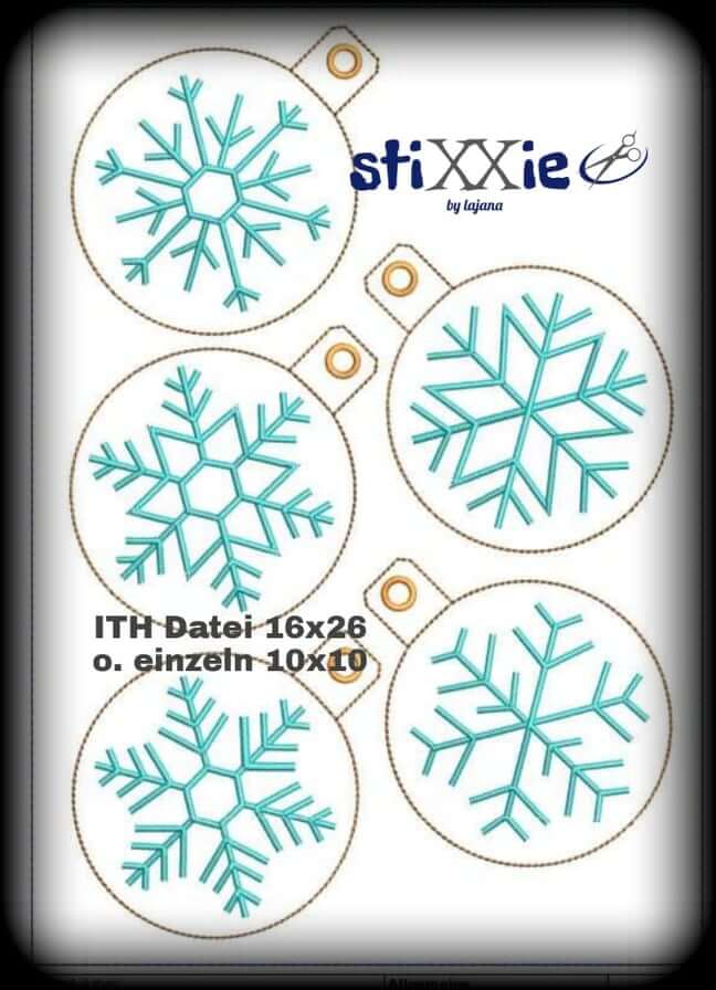 ITH Stickdatei Schneeflocken 5-er von stiXXie by lajana