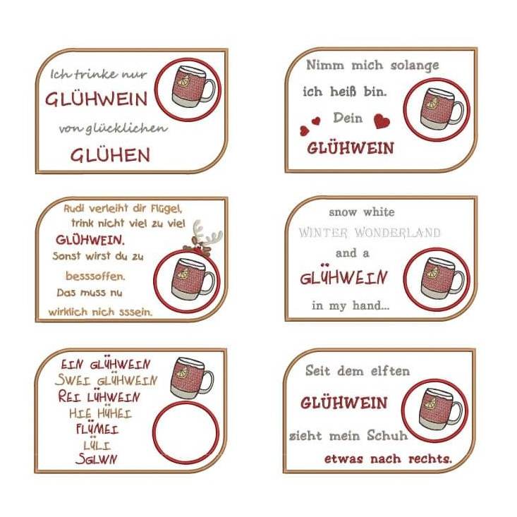 ITH Stickdatei Tassenlounges (Mugrugs) Glühwein von stiXXie by lajana