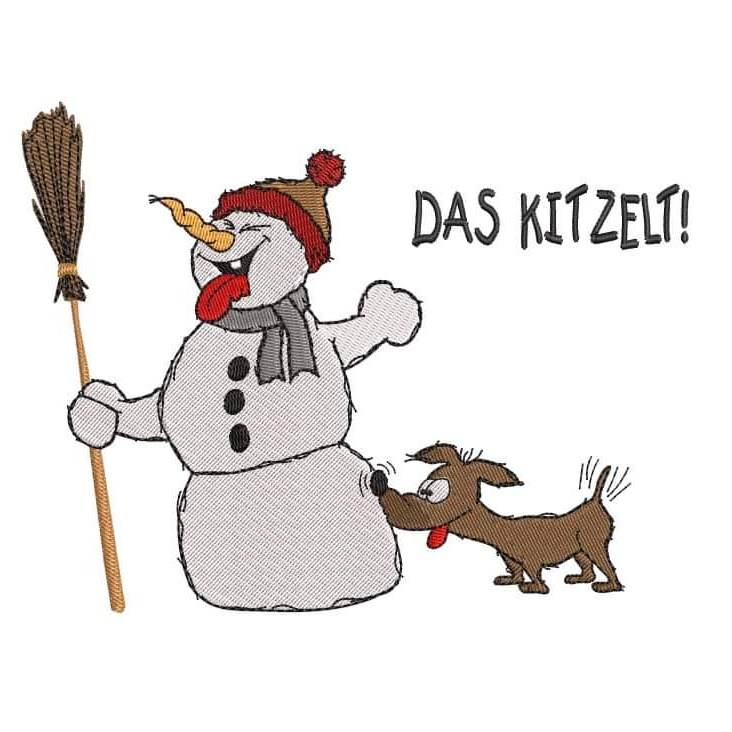 Stickdatei Schneemann mit Hund von stiXXie by lajana