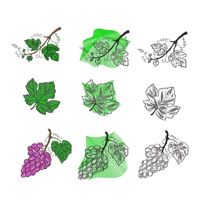 Stickdatei Serie Set WeinLaub von stiXXie by lajana