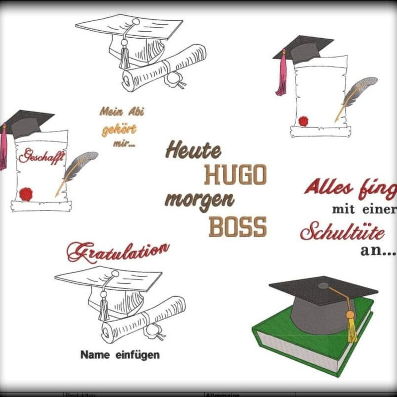Stickdatei Schulabschluss Set 8-teilig von stiXXie by lajana