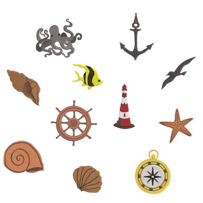 Stickdatei Nautical Solos im Vintagestyle Set von stiXXie by lajana