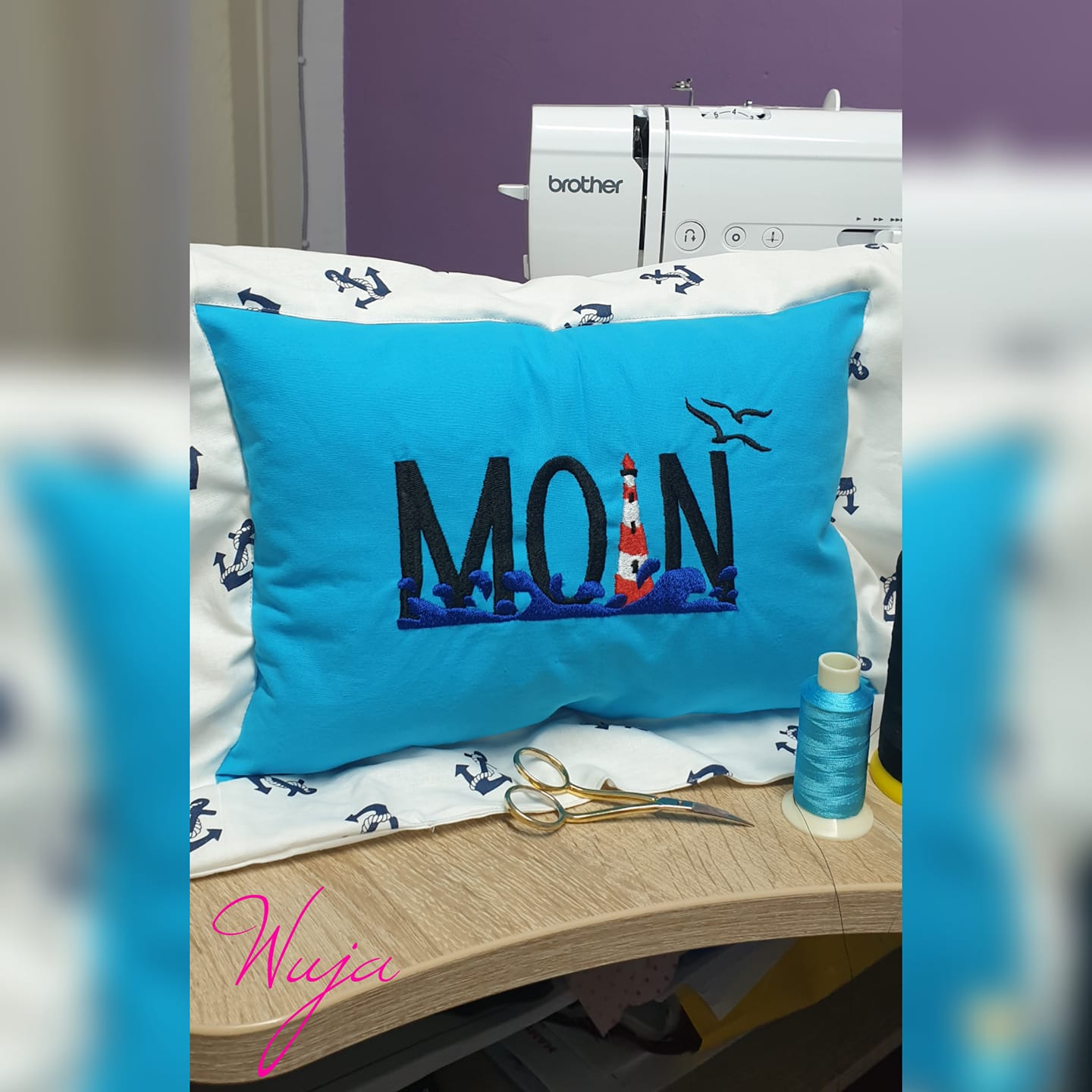 Stickdatei Leuchtturm mit Spruch Moin von stiXXie by lajana