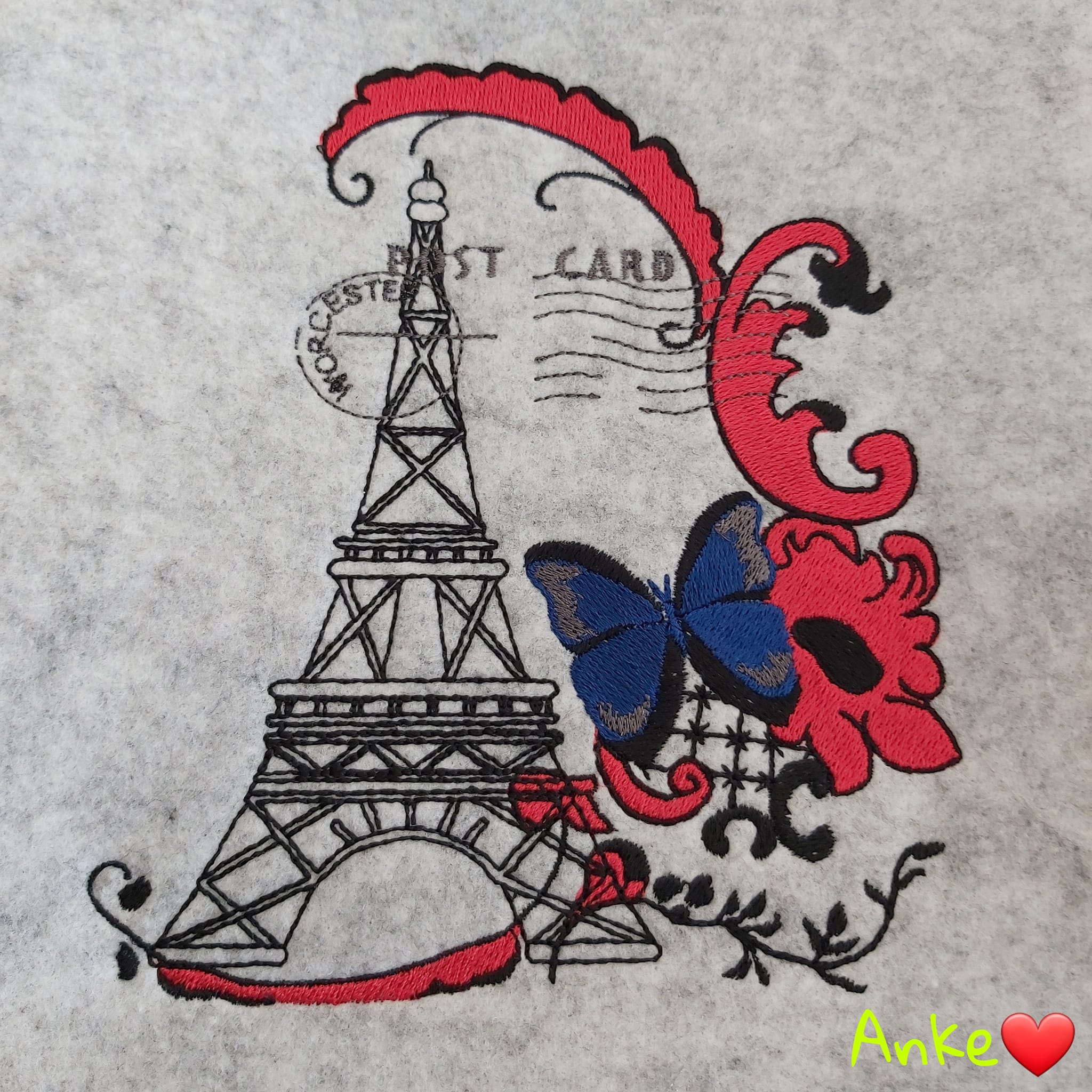 Stickdatei Eiffelturm Vintage Post Card von stiXXie by lajana