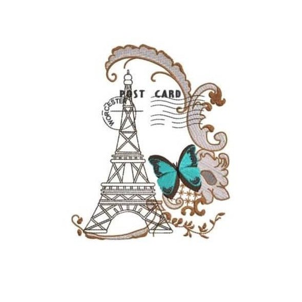 Stickdatei Eiffelturm Vintage Post Card von stiXXie by lajana