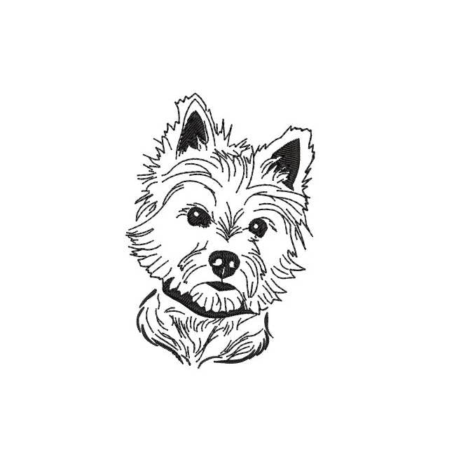 Stickdatei Hund Westie Kritzel von stiXXie by lajana