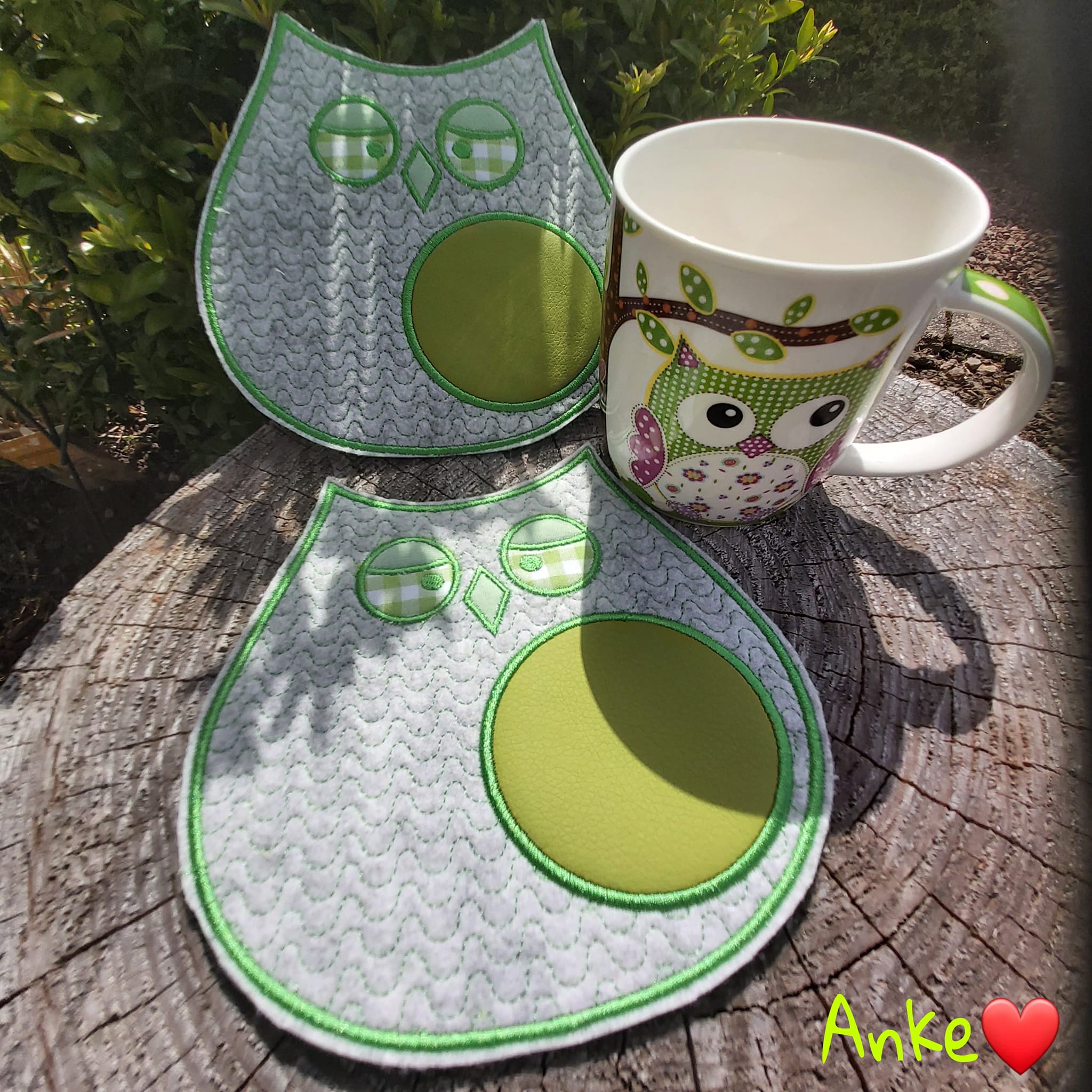 ITH Stickdatei Eule Set Tassenlounge / MugRug von stiXXie by lajana