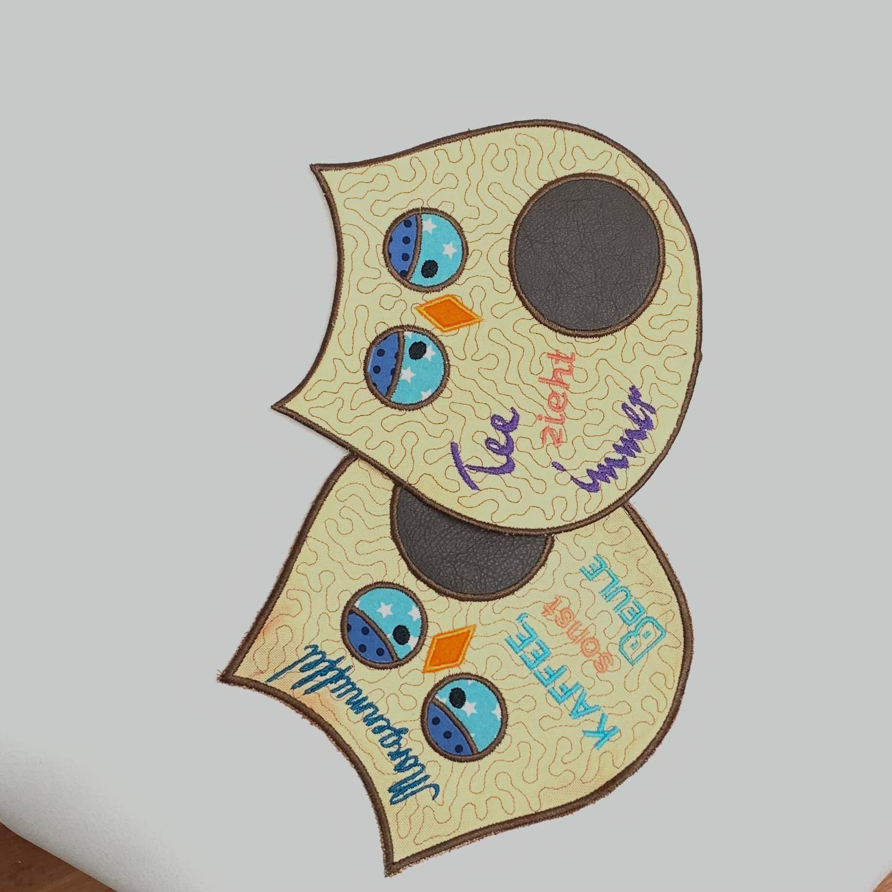 ITH Stickdatei Eule Set Tassenlounge / MugRug von stiXXie by lajana