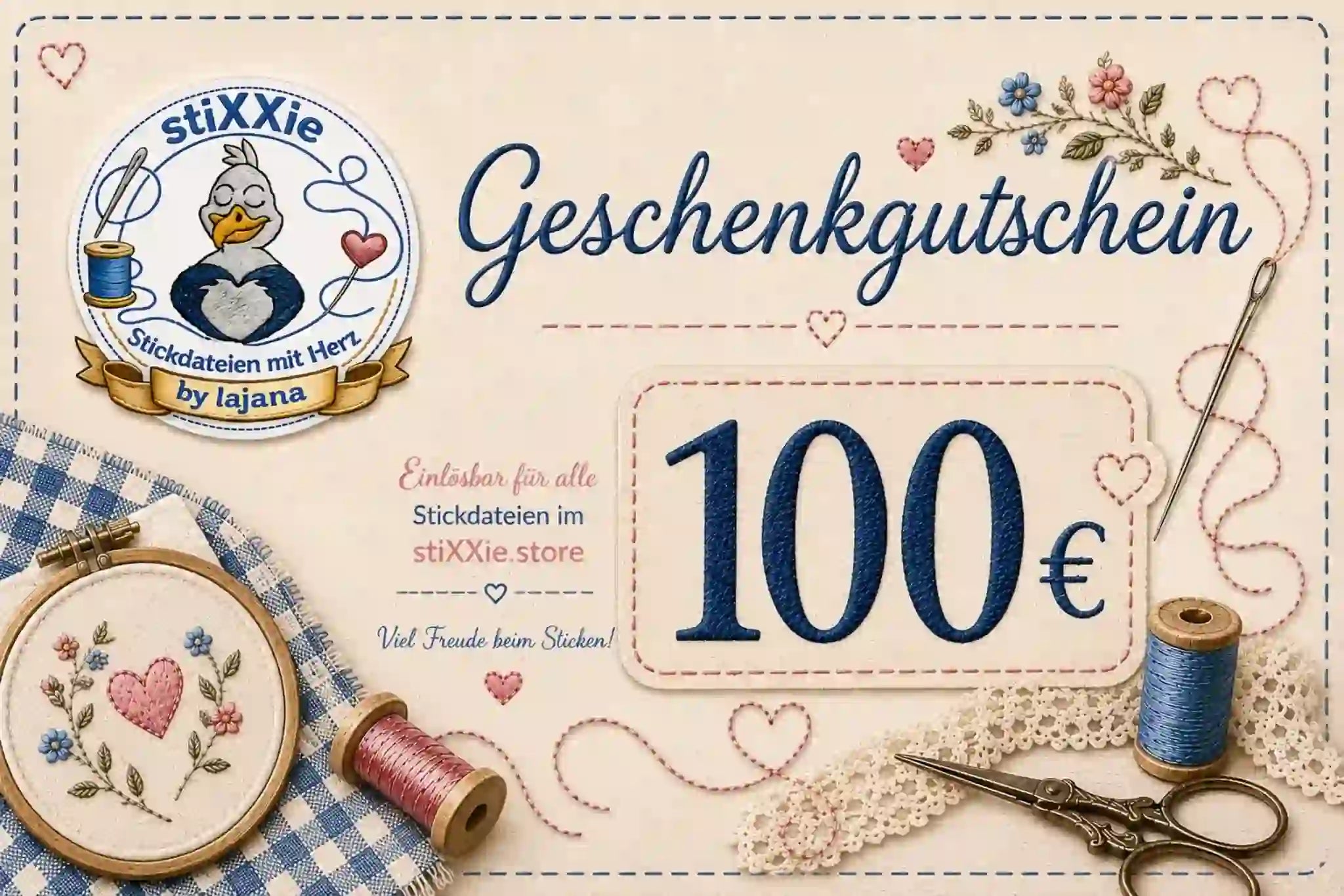 stiXXie Geschenkgutschein – Stickdateien verschenken