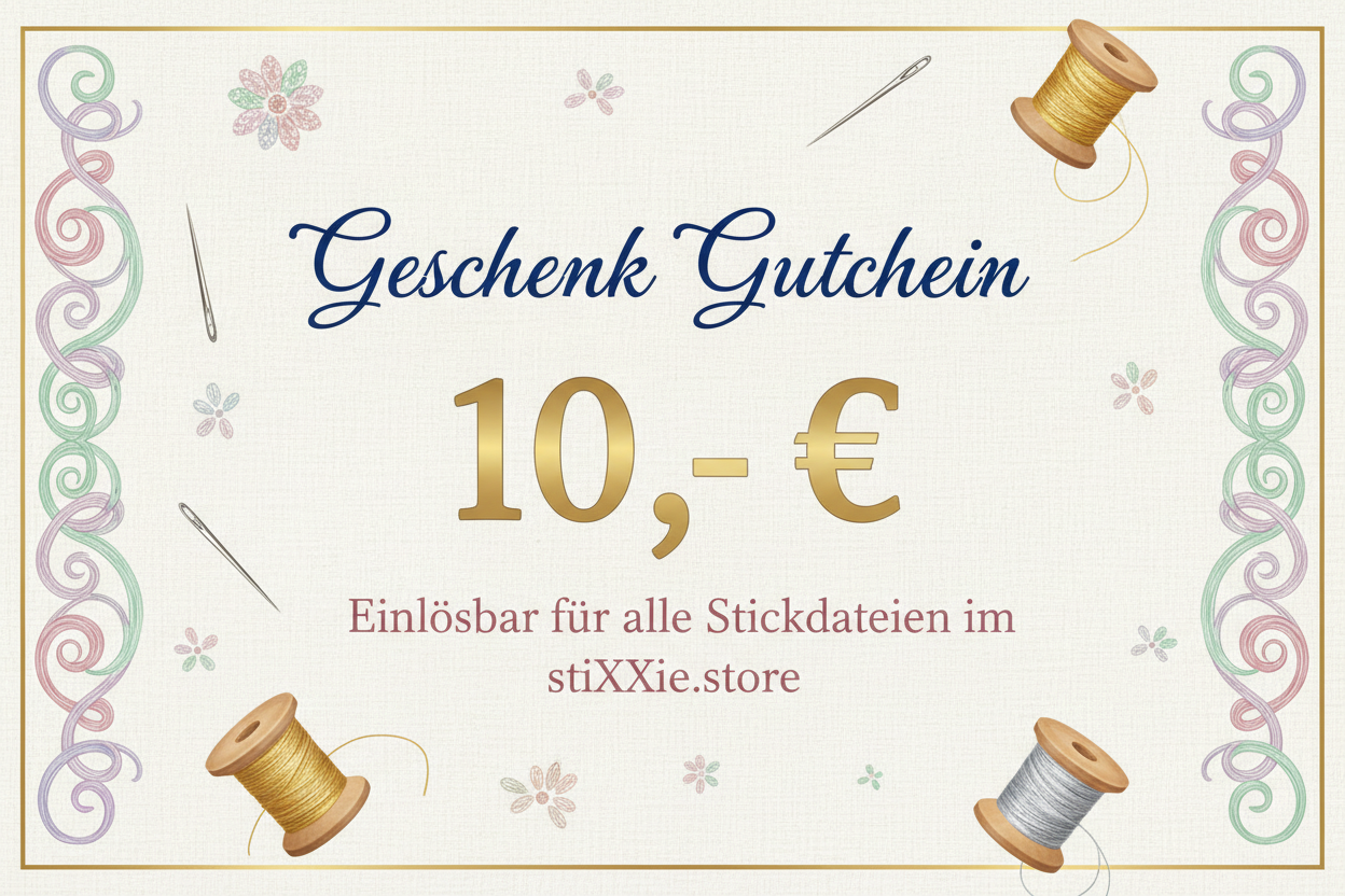 10 Euro Geschenkgutschein für Stickdateien von stiXXie