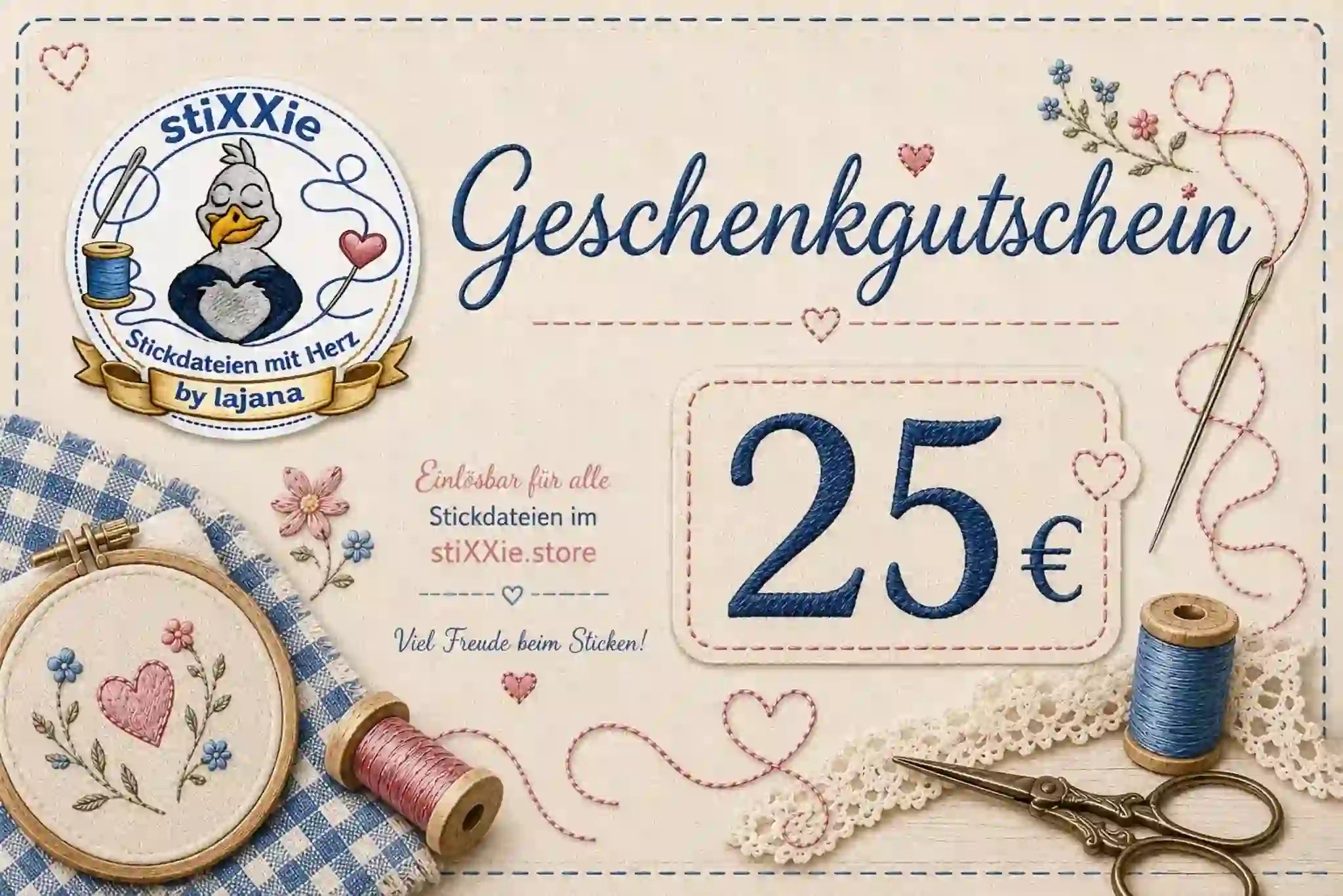 stiXXie Geschenkgutschein – Stickdateien verschenken