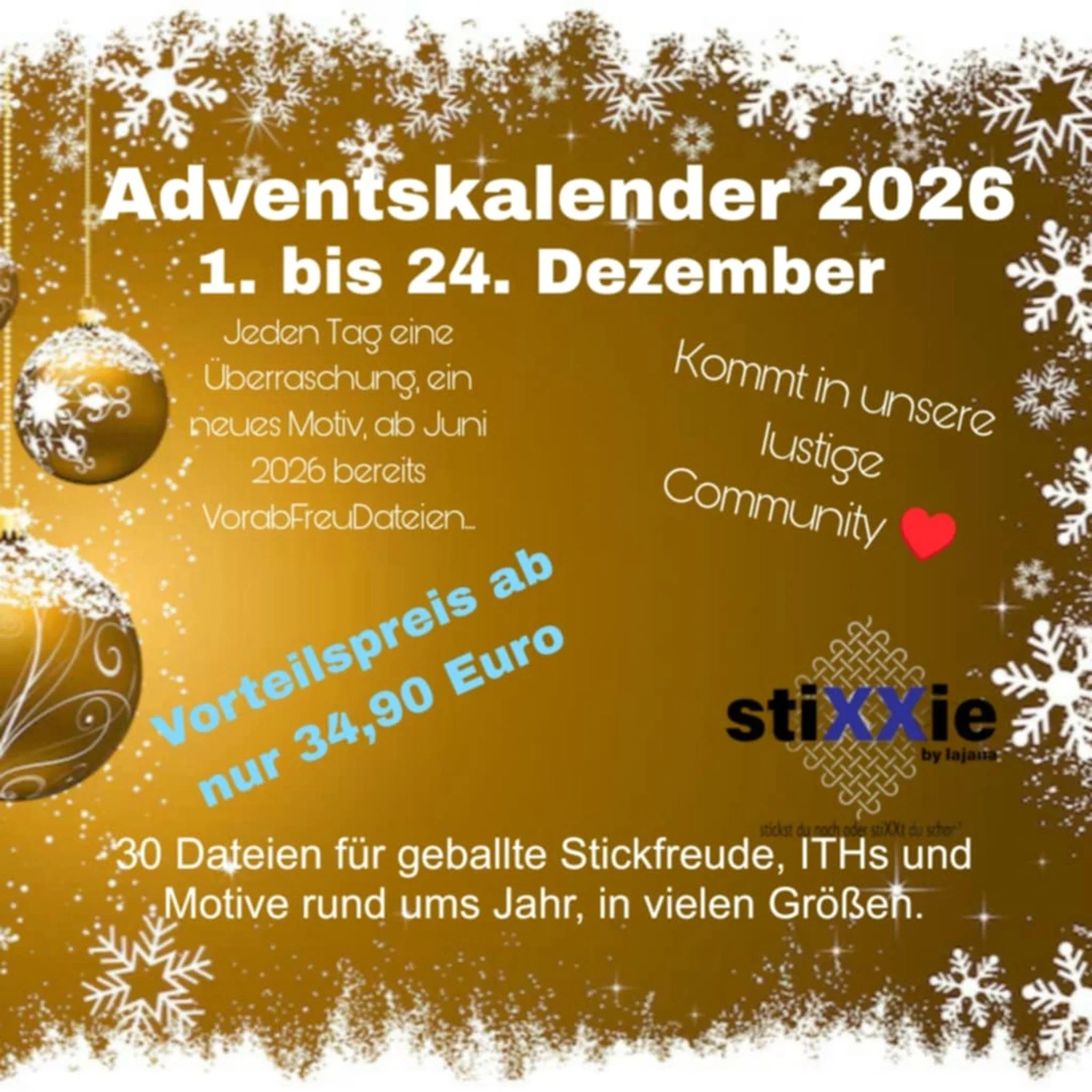 Stickdateien Adventskalender 2026 – Exklusive Überraschungen