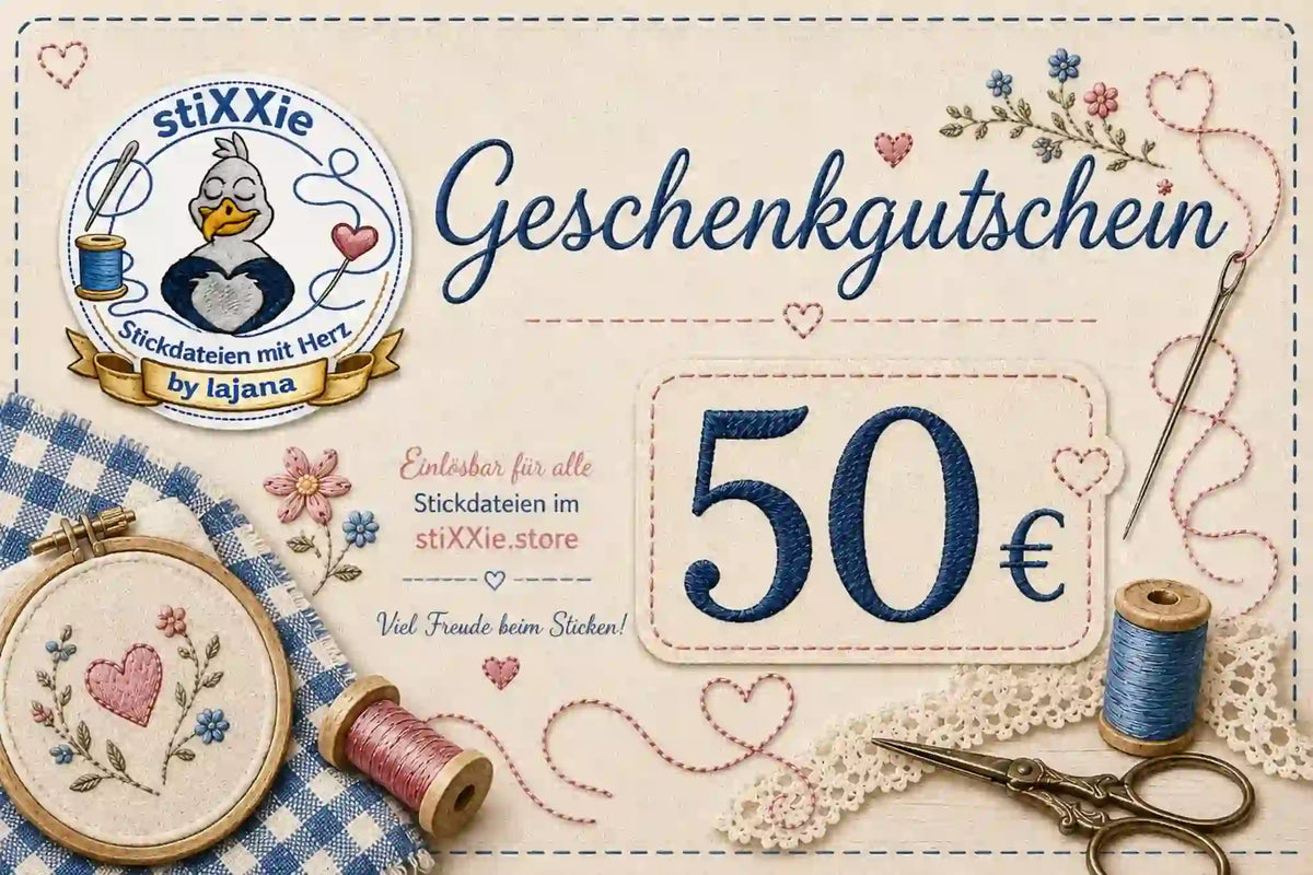 stiXXie Geschenkgutschein – Stickdateien verschenken