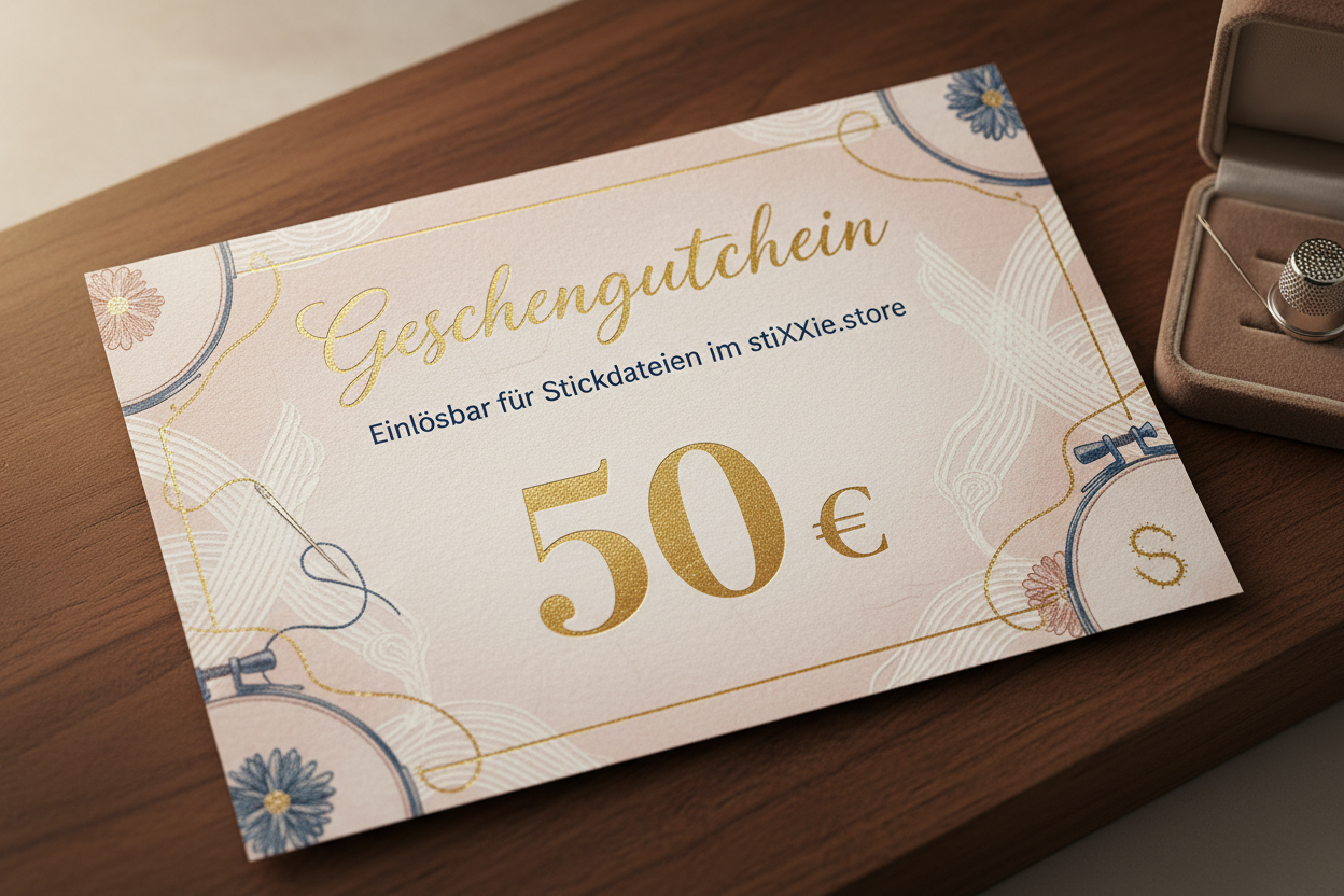 50 Euro Geschenkgutschein für Stickdateien von stiXXie