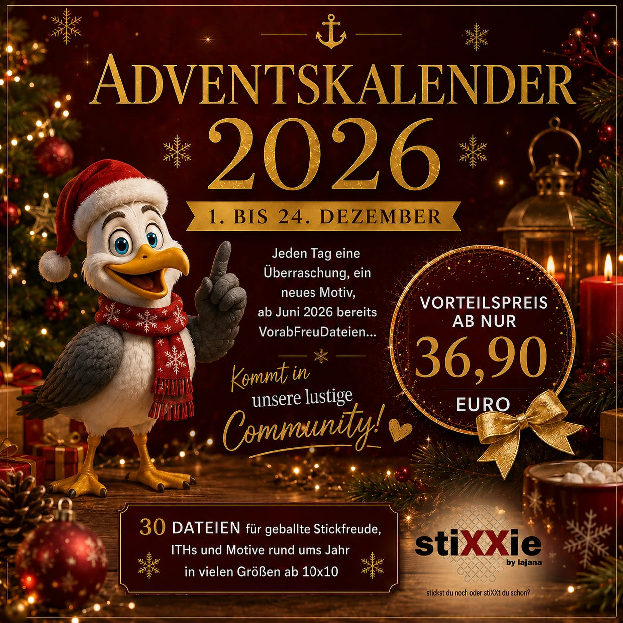 Stickdateien Adventskalender 2026 – Exklusive Überraschungen