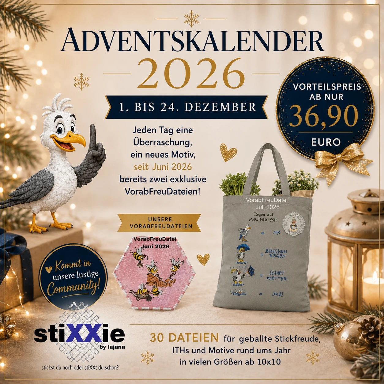 Stickdateien Adventskalender 2026 – Exklusive Überraschungen
