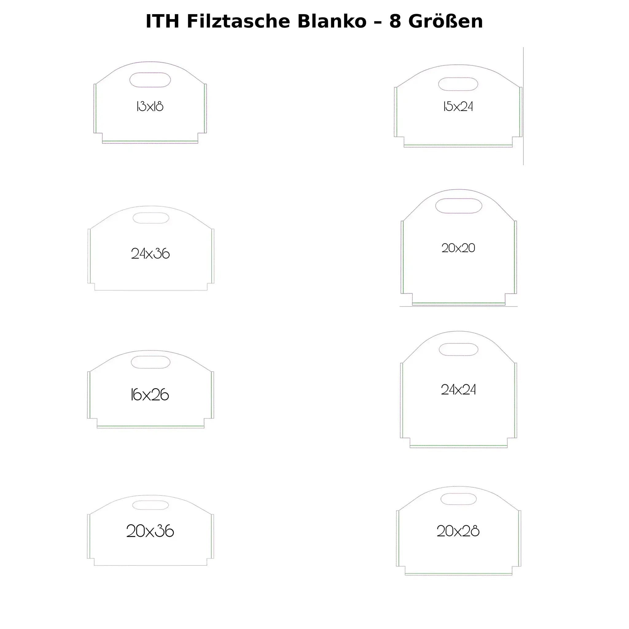 ITH Filztasche Blanko – 8 Größen für deine Stickmaschine