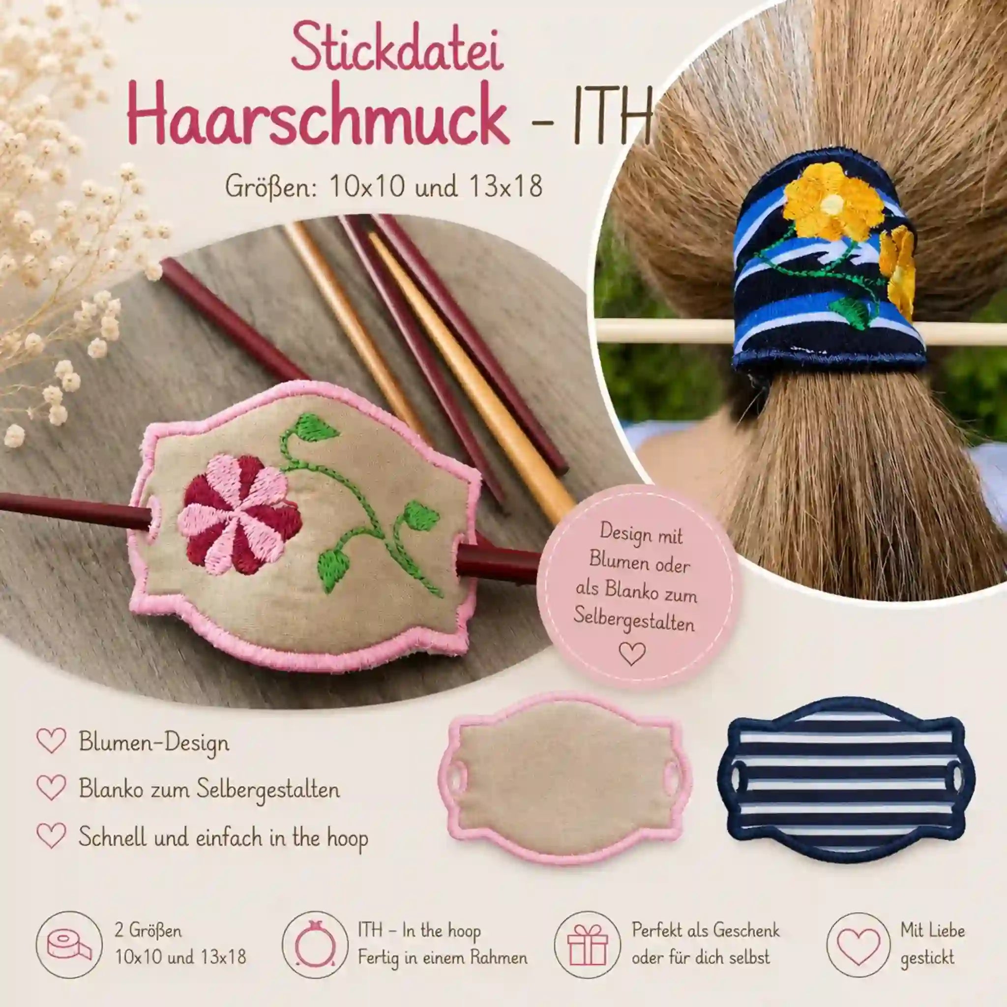 ITH Stickdatei Haarschmuck