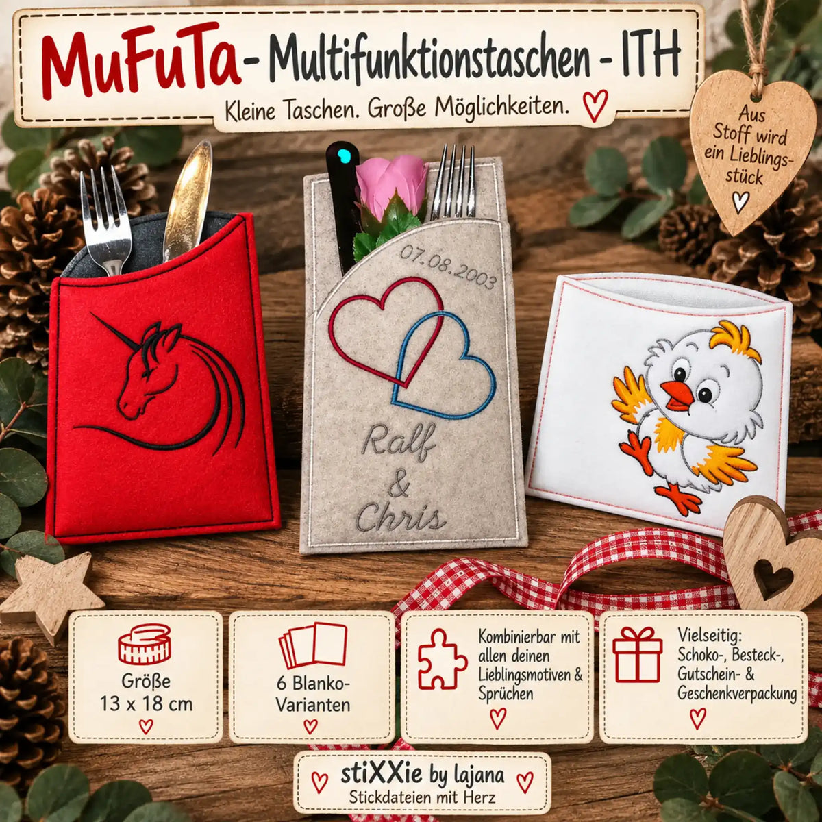 ITH MuFuTa Multifunktionstaschen – 6 Blanko-Varianten für Geschenke & Verpackungen | stiXXie