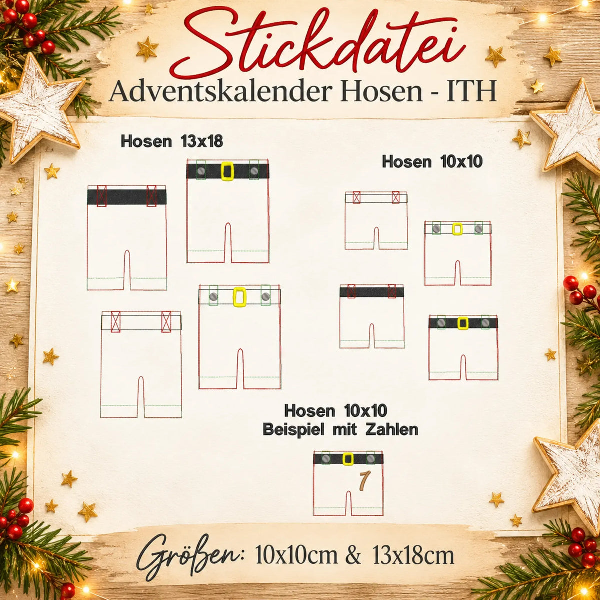 ITH Stickdatei Adventskalender Hosen