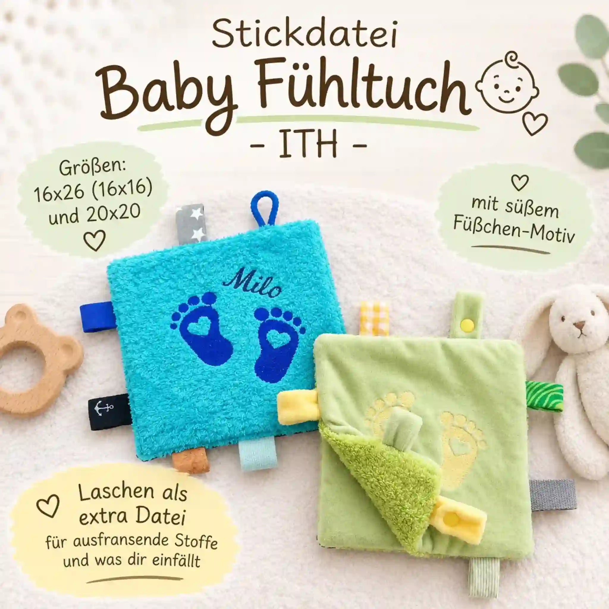 ITH Stickdatei Baby Fühltuch 👶