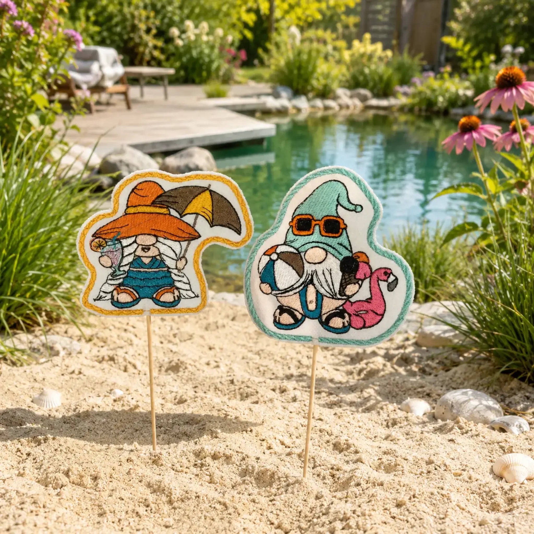 ITH Stickdatei Beach Wichtel – 🏖️ Stabfigur & Vollstick