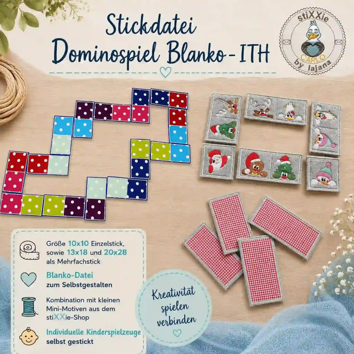 ITH Stickdatei Dominospiel Blanko 🎮