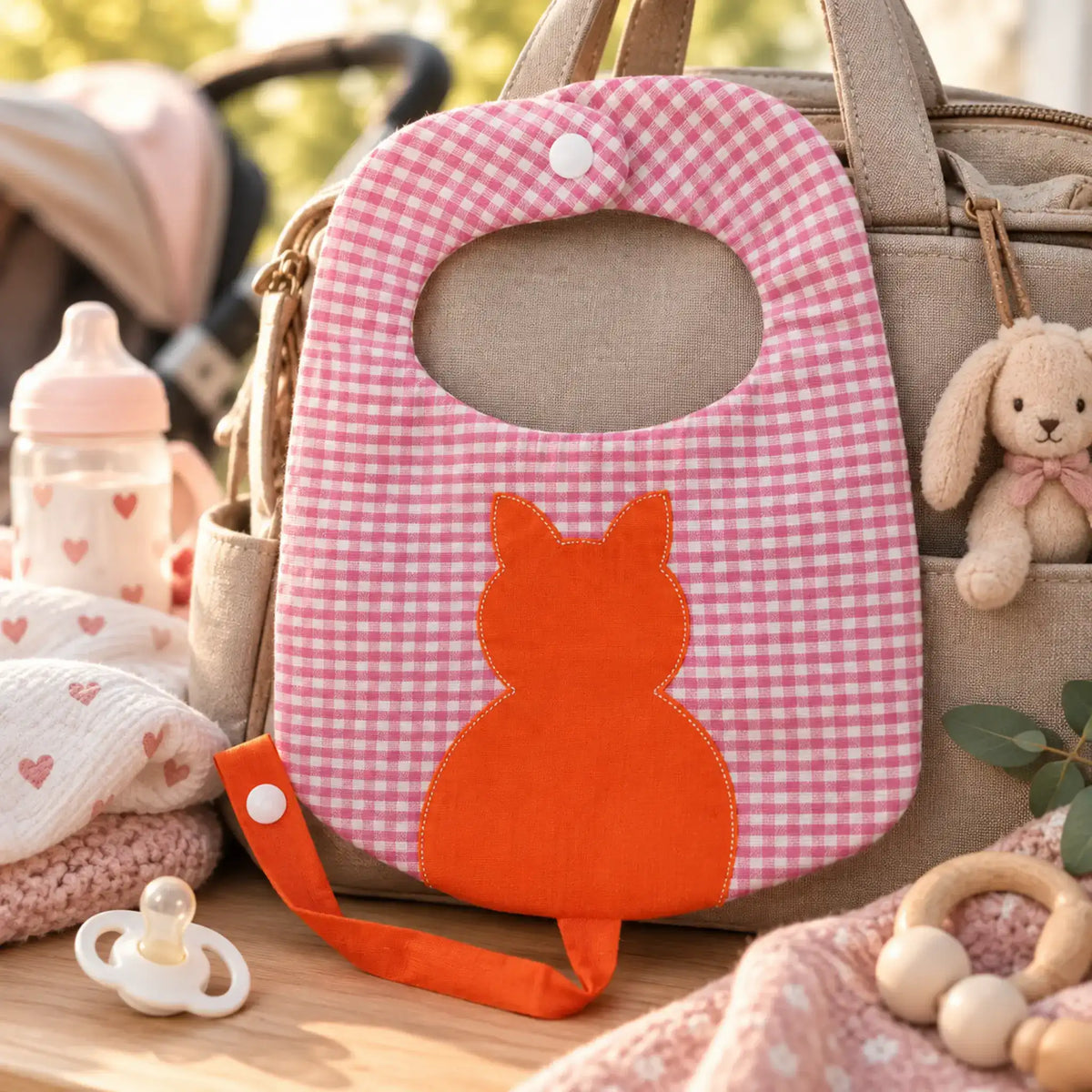 ITH Stickdatei Latz Druckknopf Katze