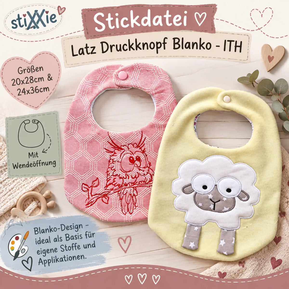 ITH Stickdatei Latz Druckknopf Blanko