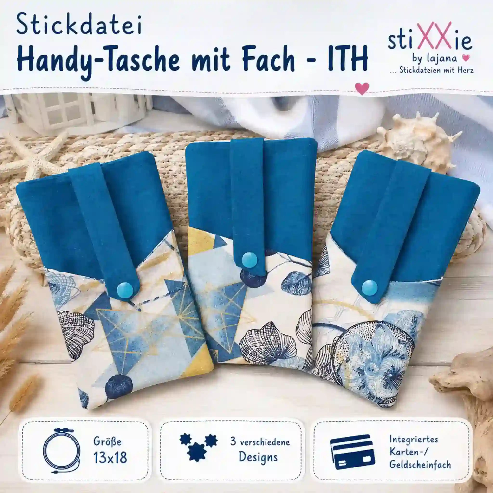 ITH Stickdatei Handy-Tasche mit Fach