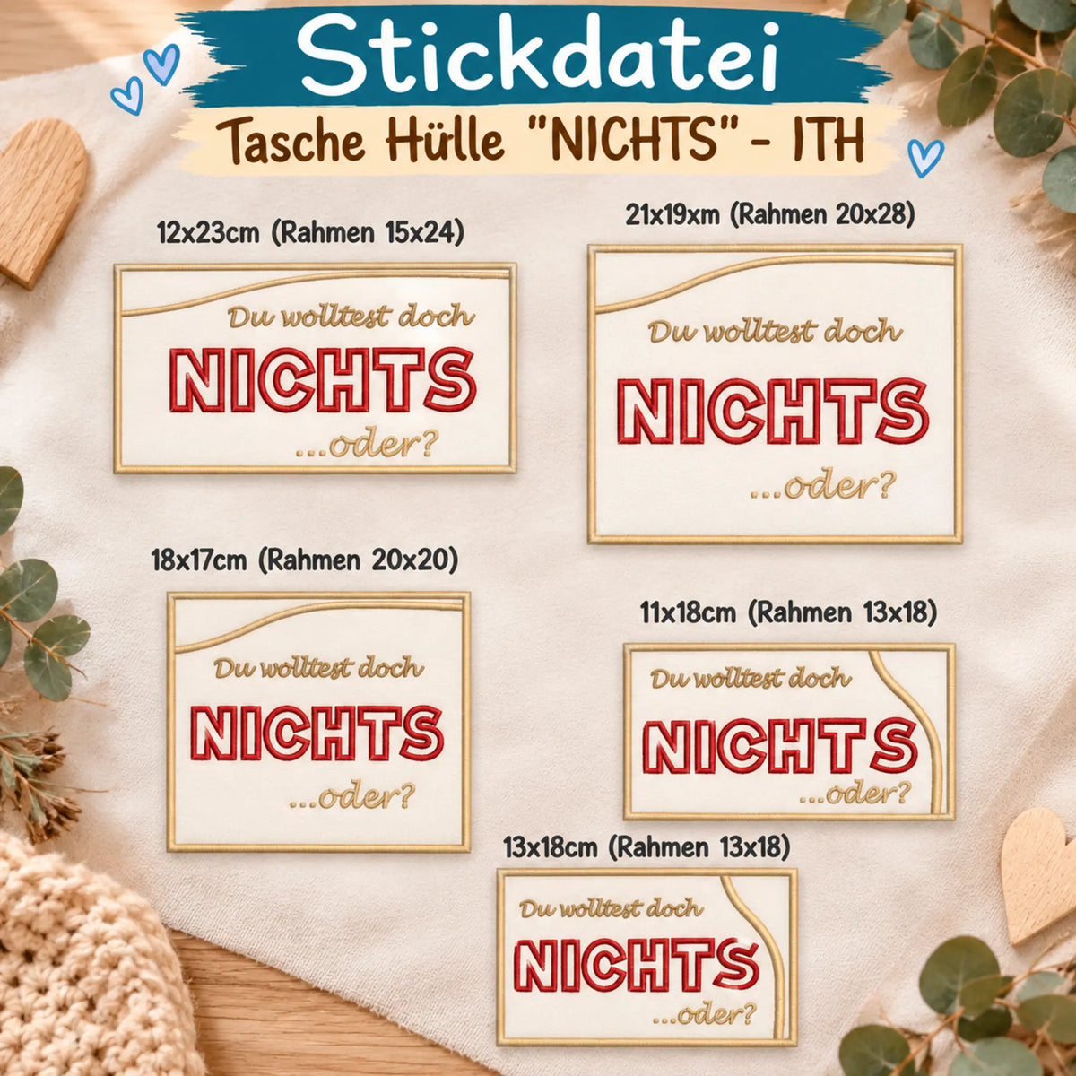ITH Stickdatei Tasche Hülle Nichts