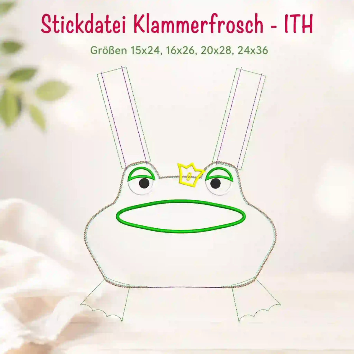 ITH Stickdatei Klammerfrosch