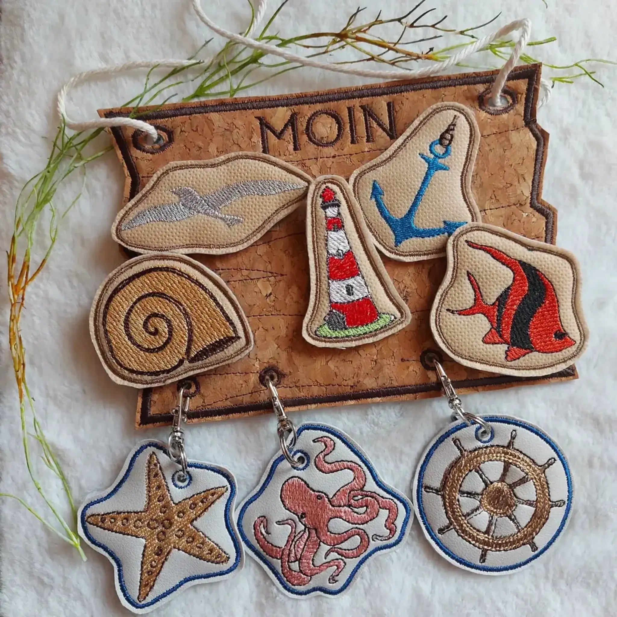 ITH Stickdatei Kranz und Schild Maritim