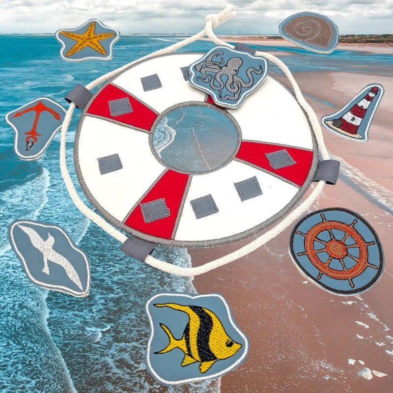 ITH Stickdatei Kranz und Schild Maritim