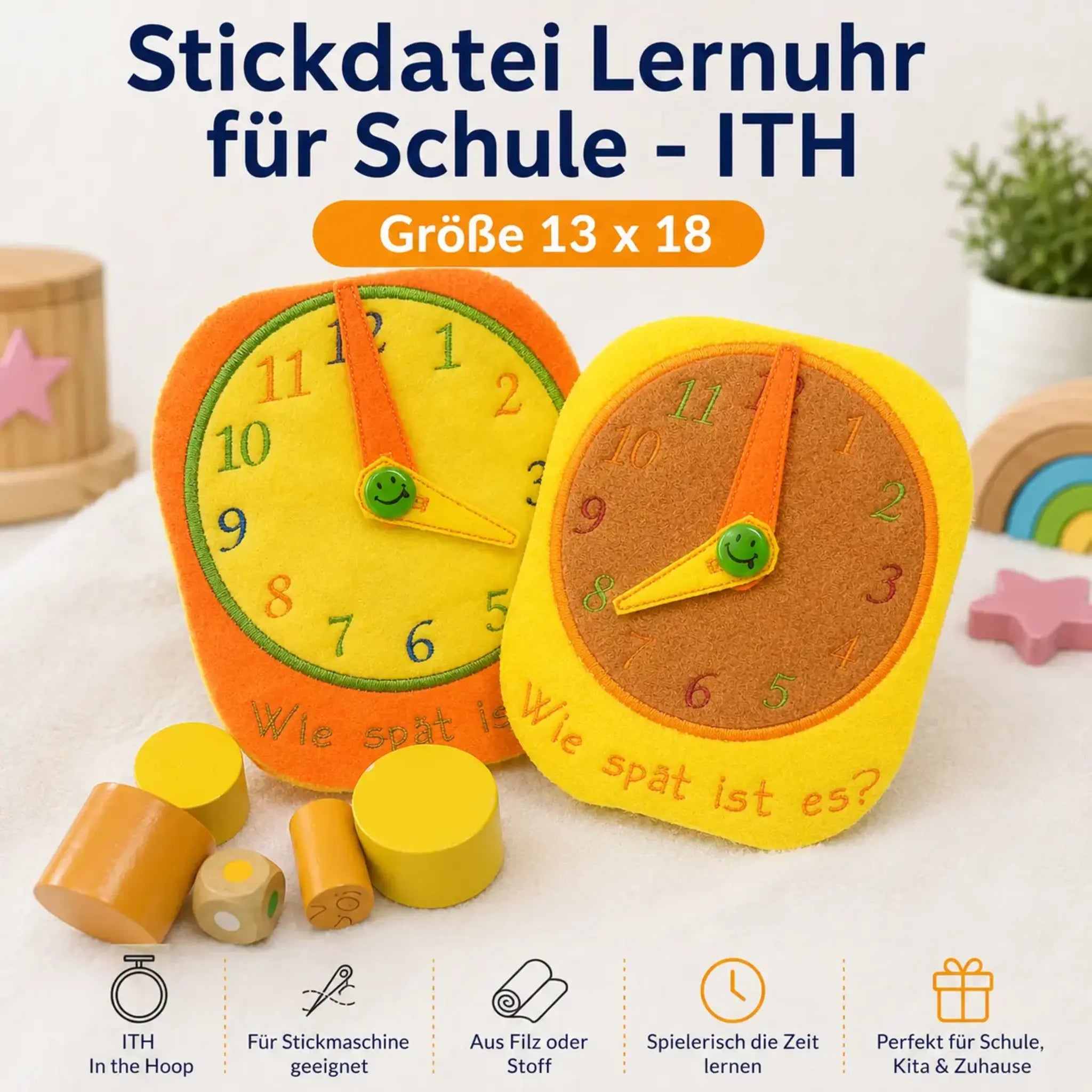 ITH Stickdatei Lernuhr für Schule