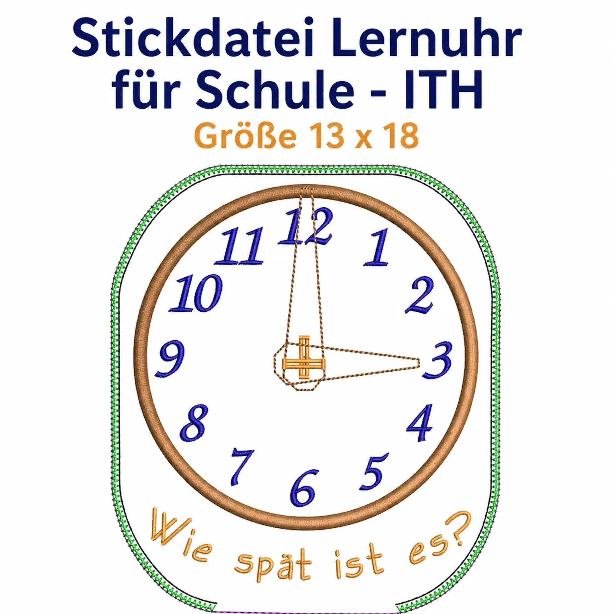 ITH Stickdatei Lernuhr für Schule