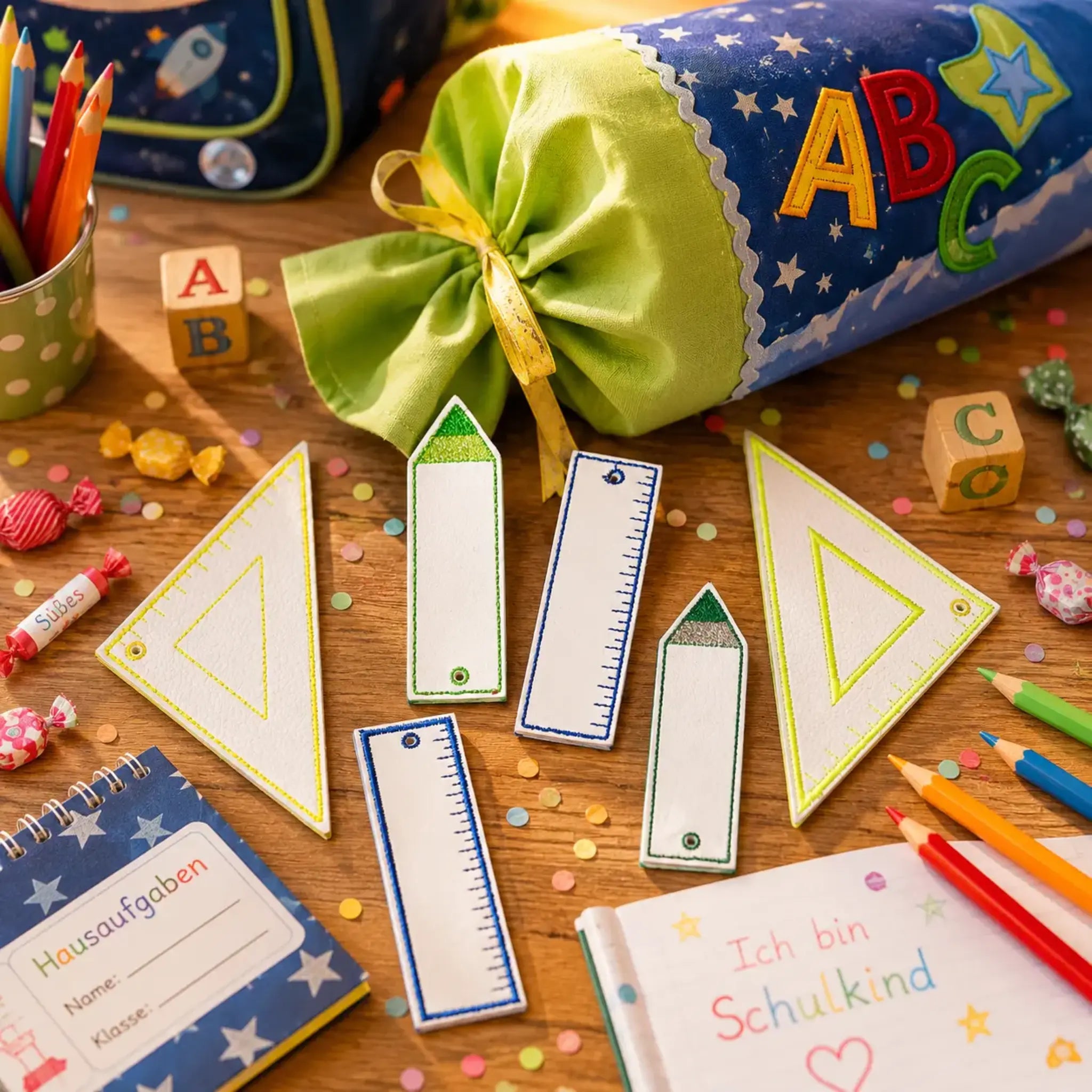 ITH Stickdatei Lesezeichen Schule – Einschulung & Schulanfang