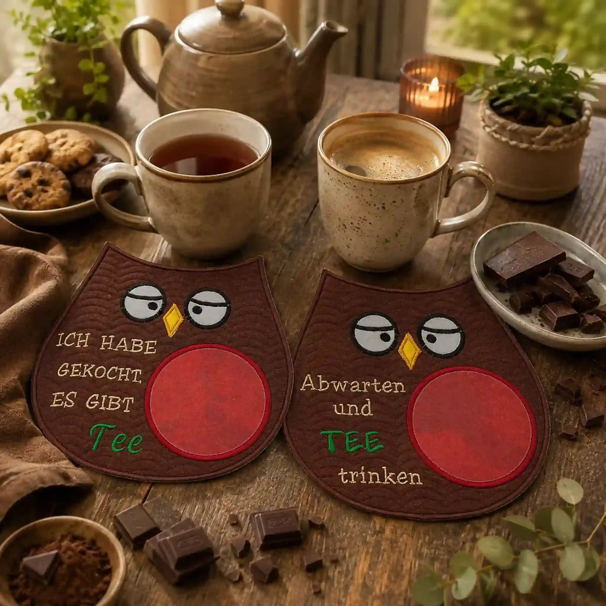 ITH Stickdatei Eule Set MugRug