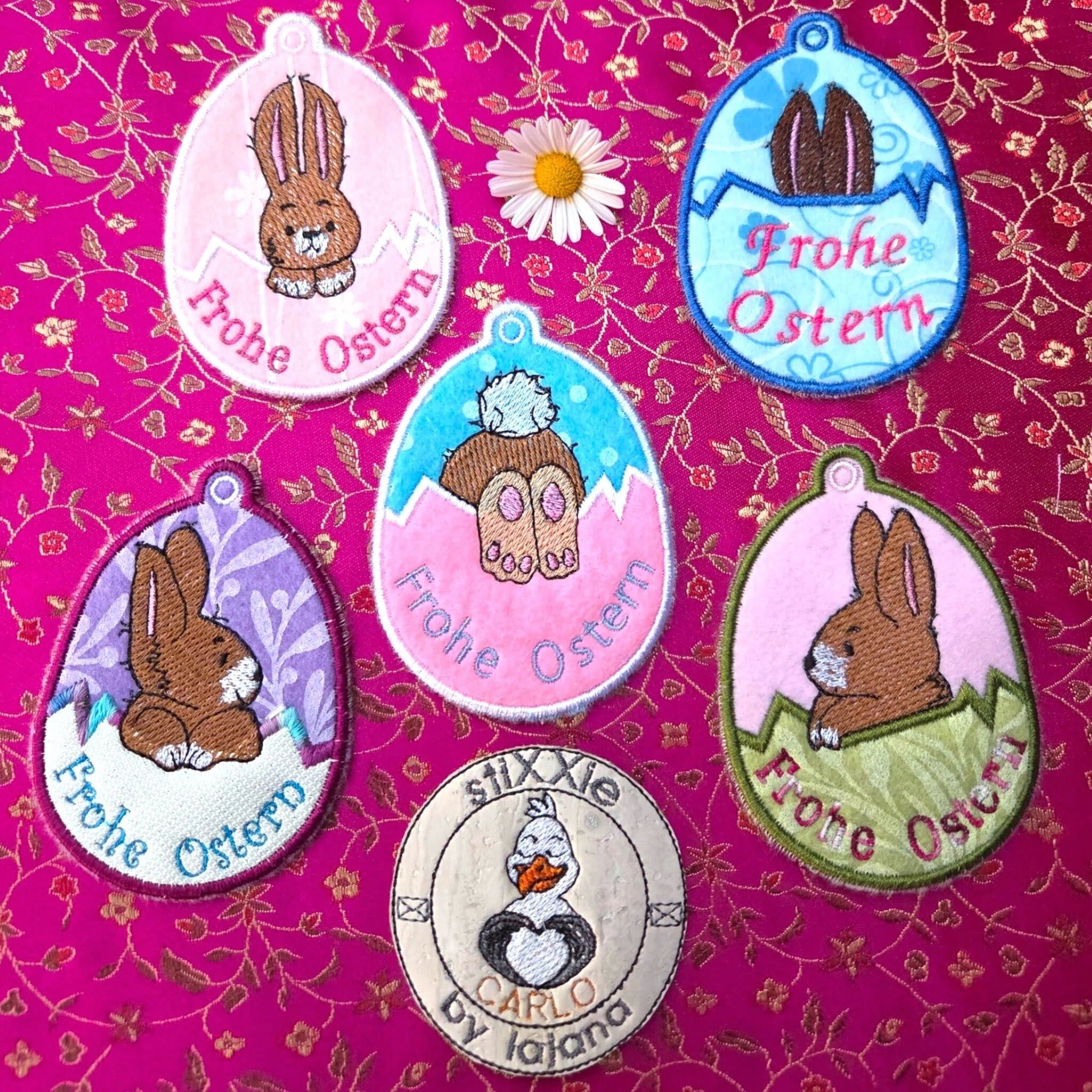 ITH Stickdatei Ostereier Hasen