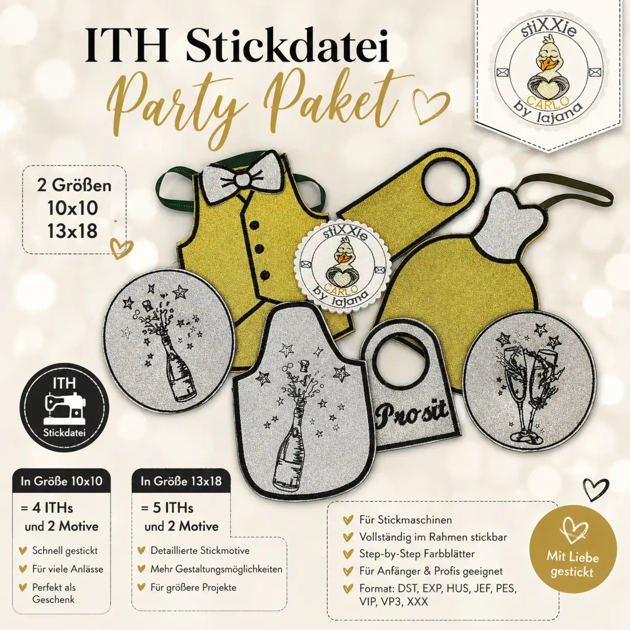 ITH Stickdatei Party Paket 🎉 – Silvester, Geburtstag & Hochzeit