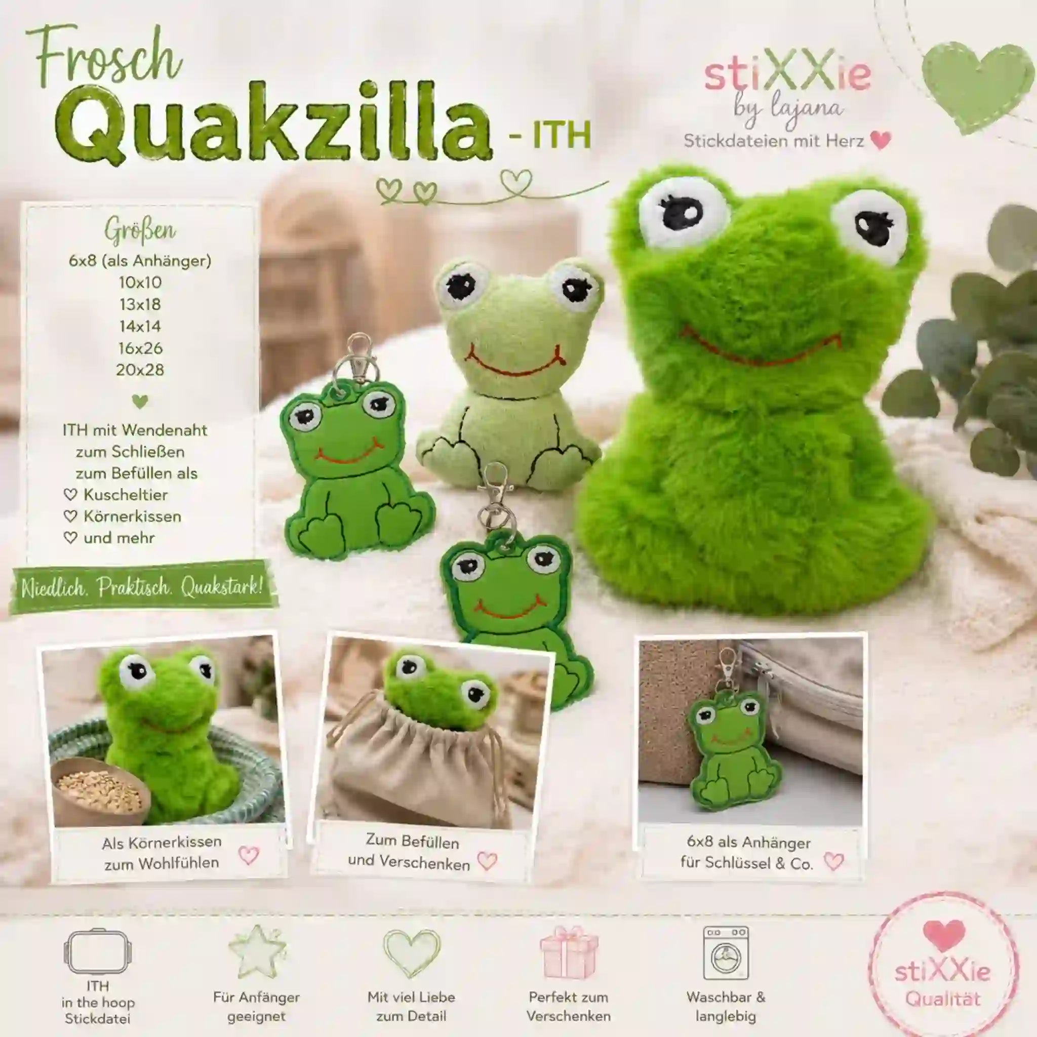 Stickdatei Frosch Quakzilla  – ITH