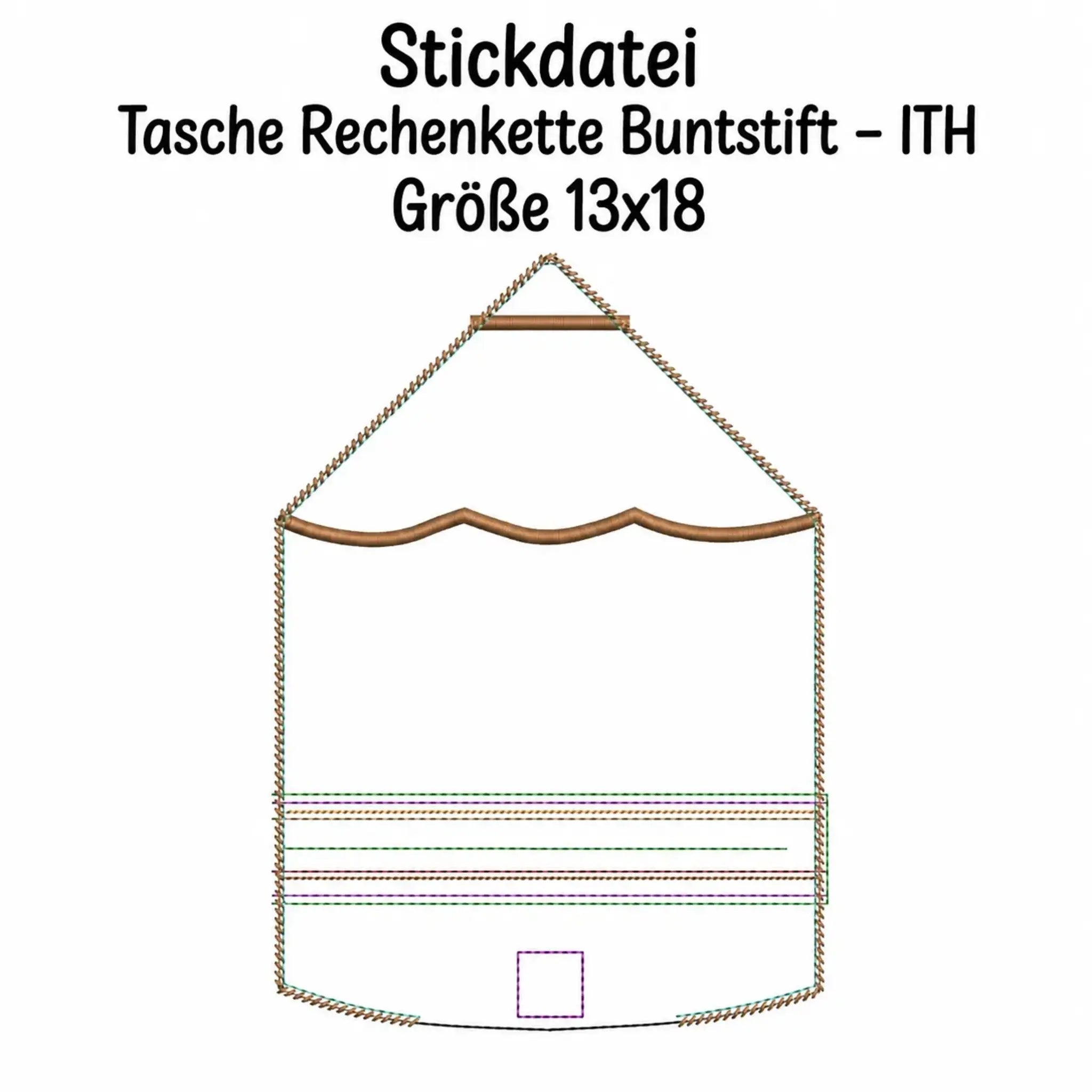 ITH Stickdatei Tasche Rechenkette Buntstift