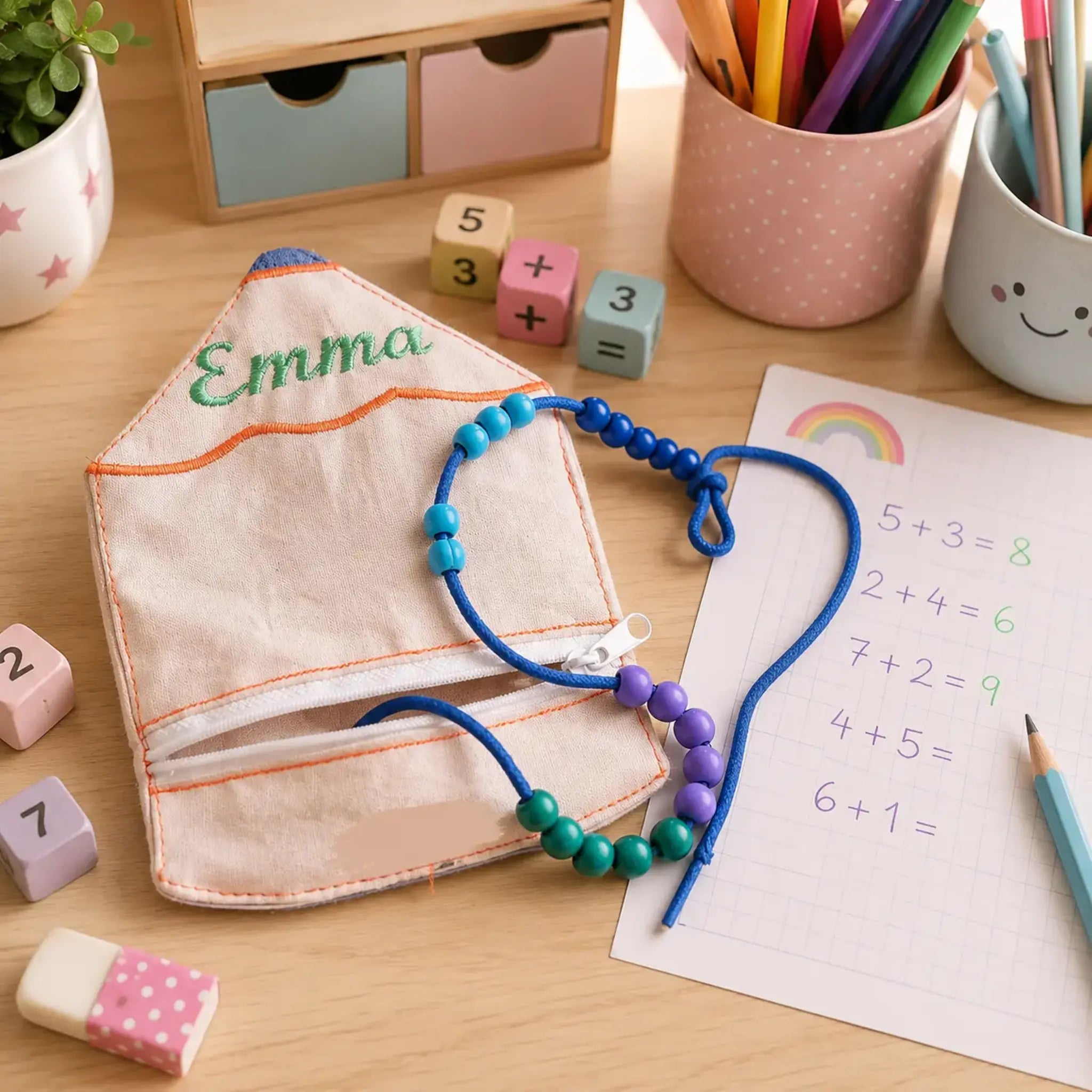 ITH Stickdatei Tasche Rechenkette Buntstift